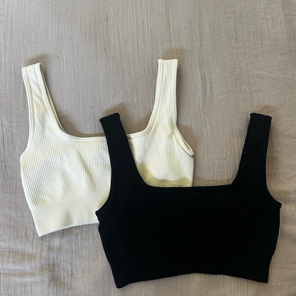 QQQ Women's Ribbed Tank Top - Black and Cream